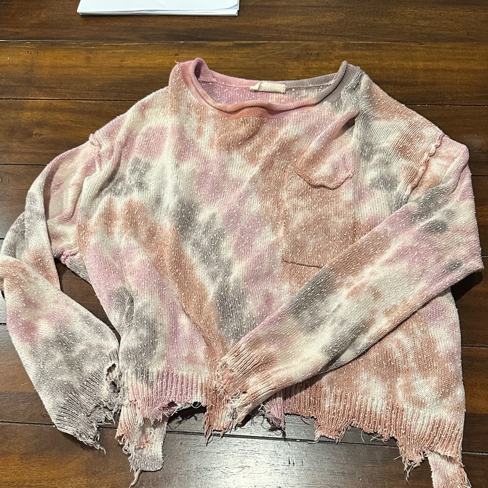 Tie-Dye Distressed Sweater